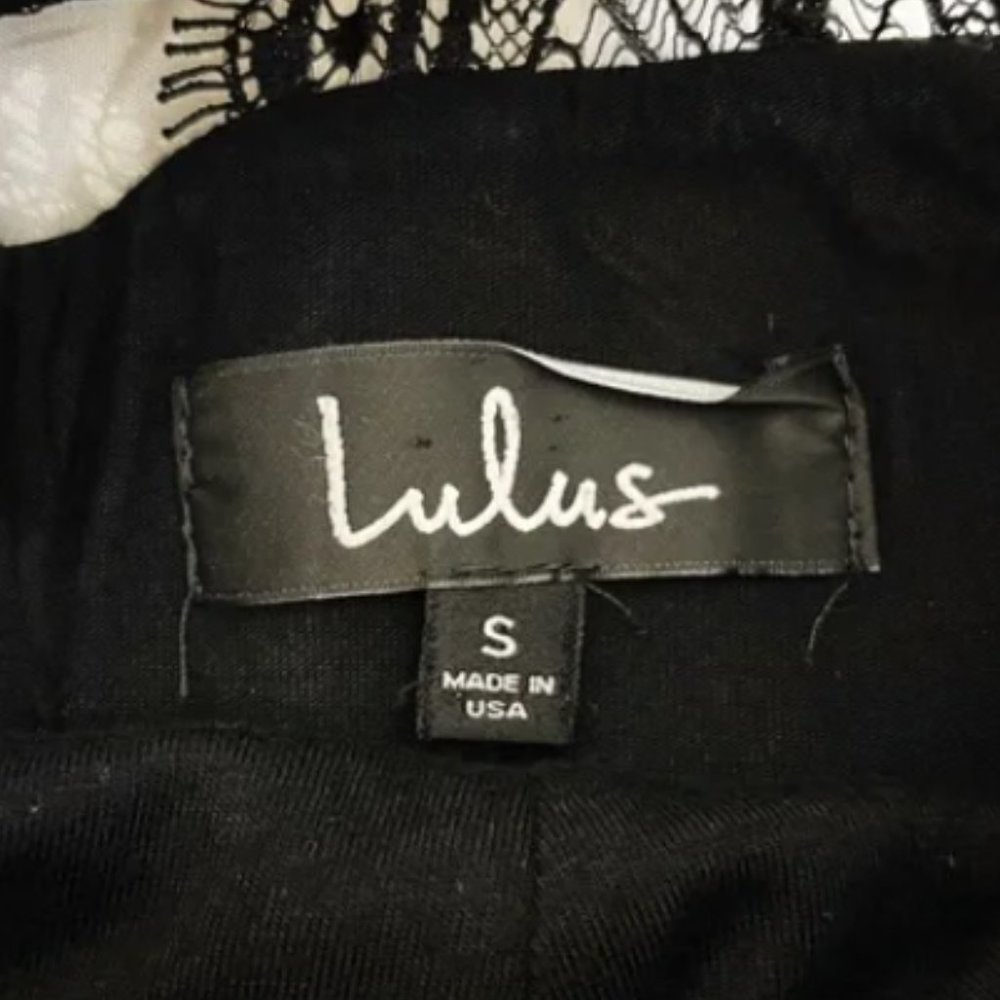 Lulu's Black Mini Dress lace Back Halter - Picture 7 of 7